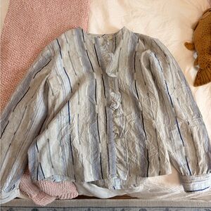 Striped Blue and Gray Women's Blouse